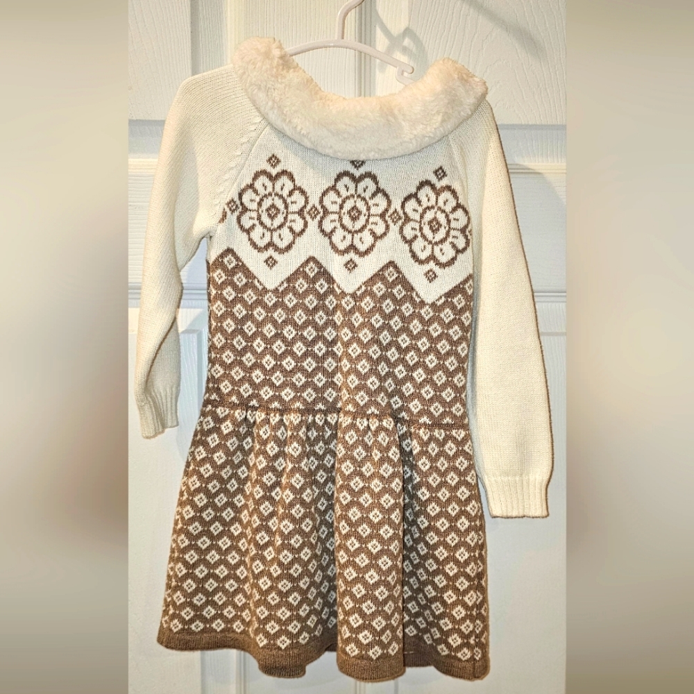 Janie and Jack sweater dress w/ fur collar sz 2T